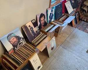 Vintage Vinyl Records Collection with Various Artists Album Covers
