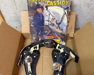 Hopalong Cassidy Black and White Toy Cap Gun Holster Set with Hopalong Cassidy Coloring Book