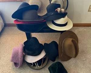 Assorted Collection of Various Styles and Colors of Hats and Scarves