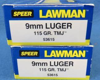 Lot 47. 100 Speer Lawman 9mm rounds.