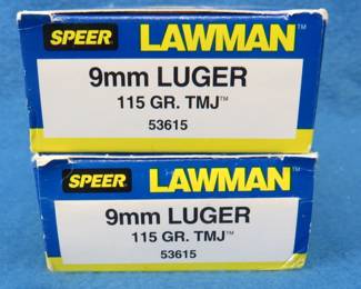 Lot 50. 100 Speer Lawman 9mm rounds