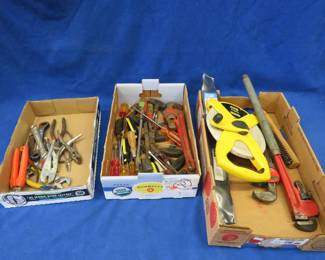 Lot 116. Three flats of hand tools