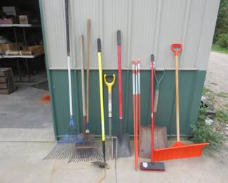 Lot 184. Long-handled tools and plant stakes