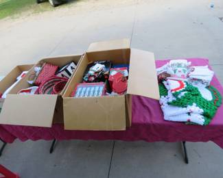 Lot 250. Three boxes of Christmas decor (no tree ornaments)