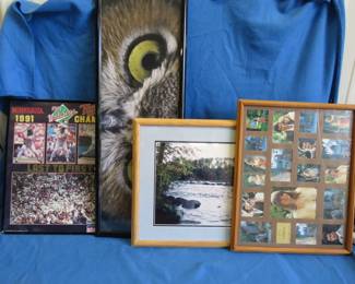 Lot 133. Four items of wall art including a framed Minnesota Twins 1991 Championship poster