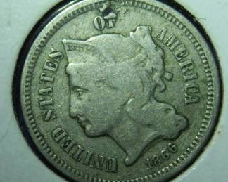 Lot 396. 1866 3-cent coin