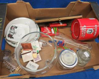 Lot 164. Old tobacco tins, shot glasses, matchbooks, and more