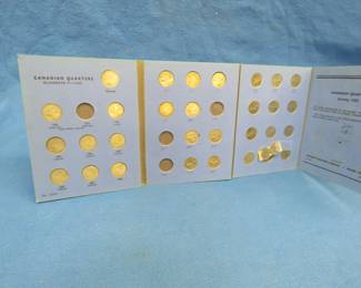 Lot 295. Canadian Quarters album with 31 quarters from 1953 through 1984, including fourteen 80% silver and one 50% silver quarters