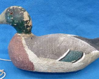 Lot 32. Vintage wooden mallard decoy with glass eyes