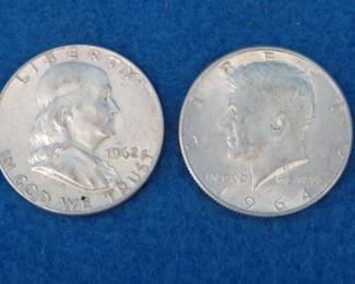Lot 262. 1962 D and 1964 D silver half dollars