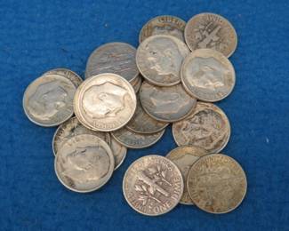 Lot 265. 22 silver Roosevelt dimes