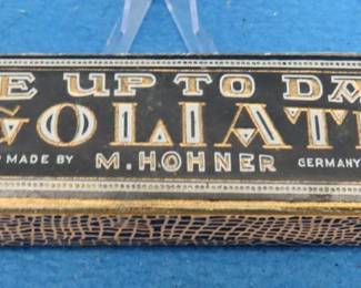Lot 259. Hohner The Goliath No. 453 48-hole tremolo harmonica in the key of C. Sounds great. Harmonica and box in VGC.