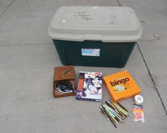 Lot 405. Tamor 33-gallon tote with lid. Includes contents as pictured.