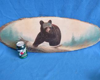 Lot 159. Original painting of a black bear on slab by Al Mohler. All Al's art is original and each painting done by him is different. See also almohlerart.org