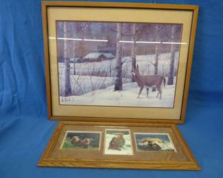 Lot 74. Les Kouba framed and matted deer print