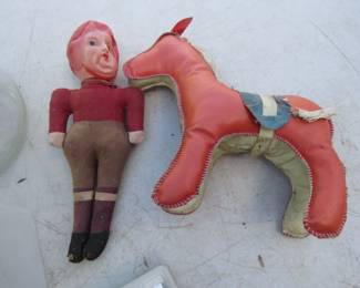 Lot 226. Box lot with two vintage toys and more