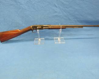 Lot 11. Remington pre-Model 12 .22 pump-action rifle. Ser. #166918. Shoots S, L, and LR. This gun has been re-sleeved. Includes a case.