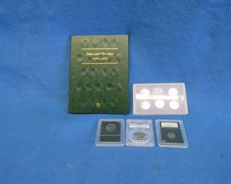 Lot 328. Coins: Five 2000 proof state quarter sets. 1966 encapsulated Washington quarter graded PCGS SP66. And more.