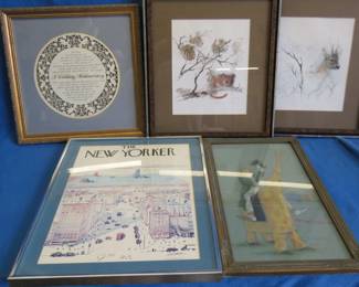Lot 134. Five pieces of wall art.