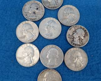 Lot 121. Ten silver Washington quarters