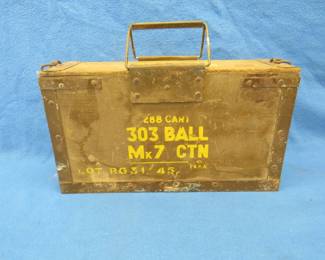 Lot 267. Wooden ammo box/carrier dated 1945
