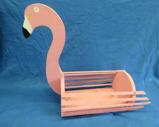 Lot 176. Wooden pink flamingo flower pot holder