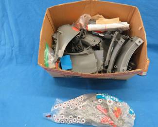 Lot 384. Tyco slot car set-up including a large amount of track, controllers, cars, and more.