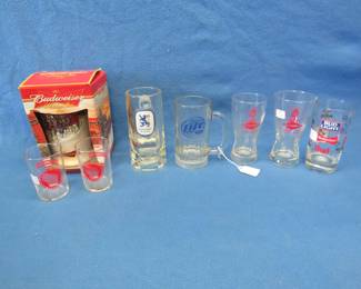 Lot 127. 2006 Budweiser Holiday mug and beer glasses