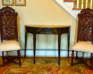 Pair of Jacobean-Stylel Walnut Side Chairs