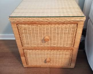 2-drawer wicker nightstand matches dresser; two available