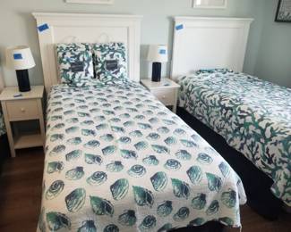 Twin beds - 4 available; 3 nightstands; 3 table lamps
