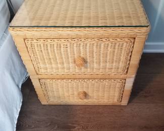 2-drawer wicker nightstand matches dresser; two available