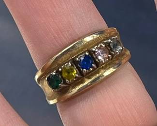 HST234- Beautiful Gold Ring With Rainbow Stones!