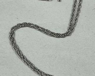 HST226- Silver Chain W/ 10k Rose & Yellow Gold Pendant 