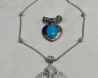 HST261- 925 Silver Magnetic Chain With Two Pendants