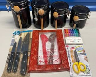 HST008 - Kitchen Canisters & Farberware Knives & More 