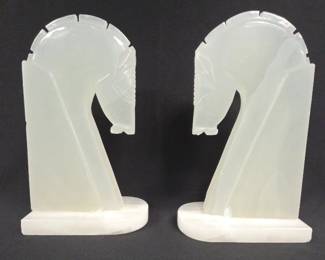 HST229 - Pair of Carved Alabaster Bookends