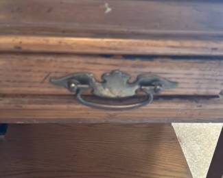Vintage Wooden Nightstand with Drawer and lamp
