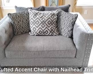 Tufted Accent Chair with Nailhead Trim