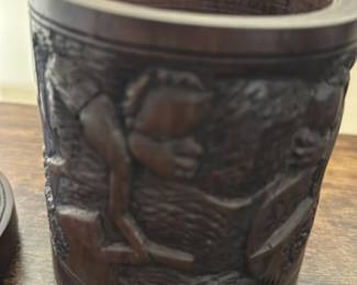 Antique Carved Wooden Box with Lid