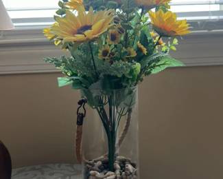 Artificial Sunflower Arrangment in Glass Vase