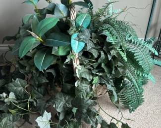 Artificial Plant Arrangement in Wicker Basket