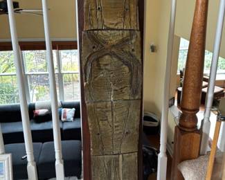 Mid-Century Modern Ceramic Wall Plaque with Wooden Mount