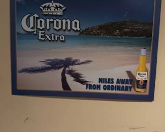Corona Extra "Miles Away from Ordinary" Beach Scene Metal Sign with 3D Bottle