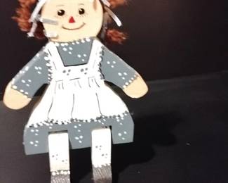 Wooden Raggedy Ann Doll