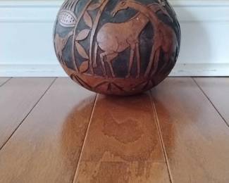 Carved Gourd Vase with Giraffes