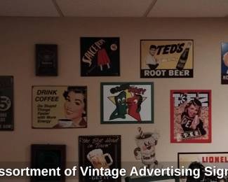 Assortment of Vintage Advertising Signs