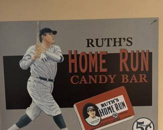 Babe Ruth's Home Run Candy Bar Tin Sign
