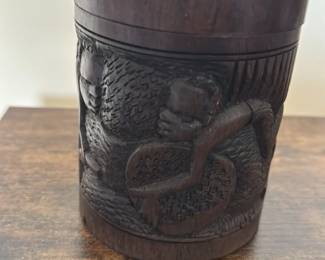 Antique Carved Wooden Box with Lid