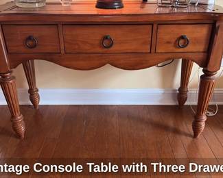 Vintage Console Table with Three Drawers